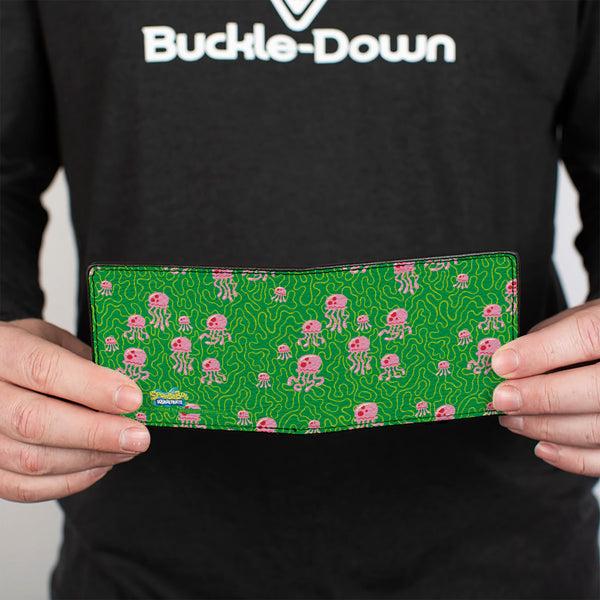 Buckle-Down Bi-Fold Wallet - SpongeBob SquarePants Jellyfish And Coral Greens/Pinks