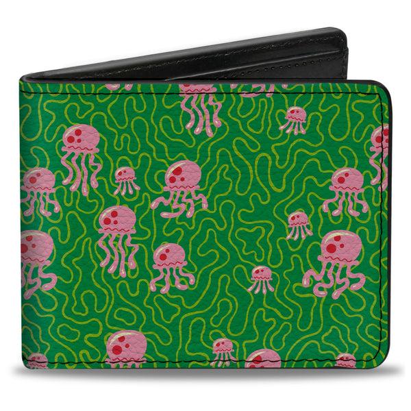 Buckle-Down Bi-Fold Wallet - SpongeBob SquarePants Jellyfish and Coral Greens/Pinks