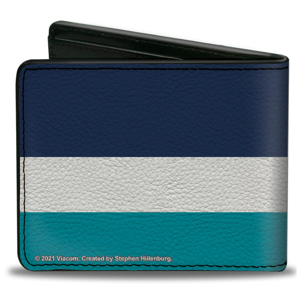 Buckle-Down Bi-Fold Wallet - SpongeBob SquarePants OK BOOMER Tongue Out Pose Stripe Blues White