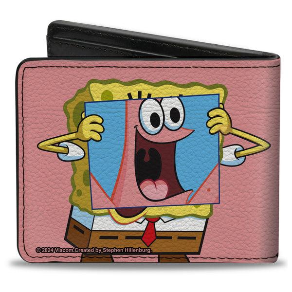 Buckle-Down Bi-Fold Wallet - SpongeBob SquarePants Patrick Star Face Cover Up Pose Pink