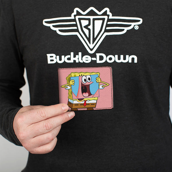 Buckle-Down Bi-Fold Wallet - SpongeBob SquarePants Patrick Star Face Cover Up Pose Pink