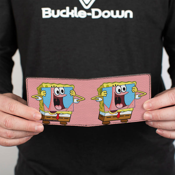 Buckle-Down Bi-Fold Wallet - SpongeBob SquarePants Patrick Star Face Cover Up Pose Pink
