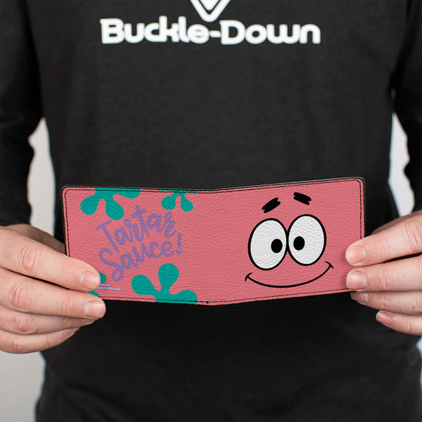 Buckle-Down Bi-Fold Wallet - SpongeBob SquarePants Patrick Star TARTAR SAUCE Face Close-Up Pink