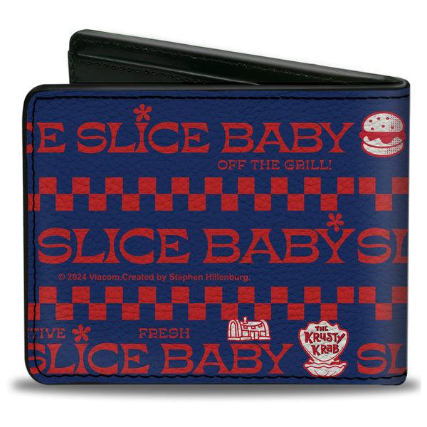 Buckle-Down Bi-Fold Wallet - SpongeBob SquarePants The Krusty Krab Crew SLICE SLICE BABY Pose Blue/Red