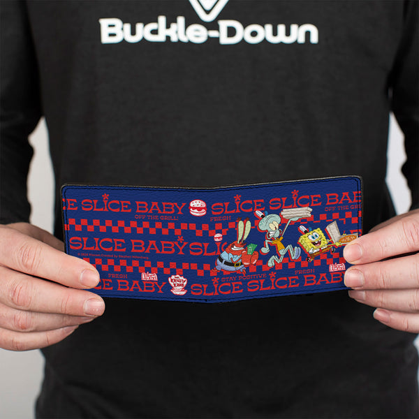 Buckle-Down Bi-Fold Wallet - SpongeBob SquarePants The Krusty Krab Crew SLICE SLICE BABY Pose Blue/Red
