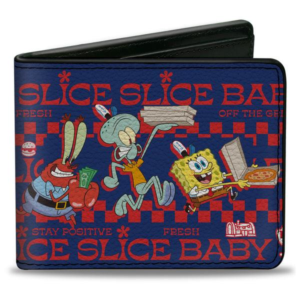 Buckle-Down Bi-Fold Wallet - SpongeBob SquarePants The Krusty Krab Crew SLICE SLICE BABY Pose Blue/Red