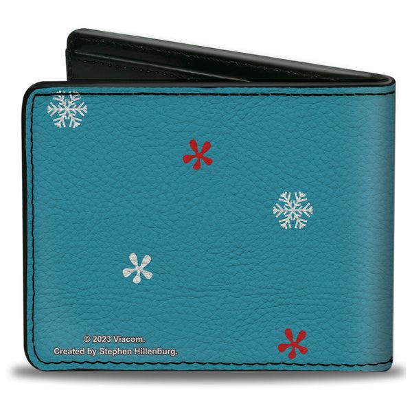 Buckle-Down Bi-Fold Wallet - SpongeBob Squidward KRABBY CHRISTMAS Pose Blue