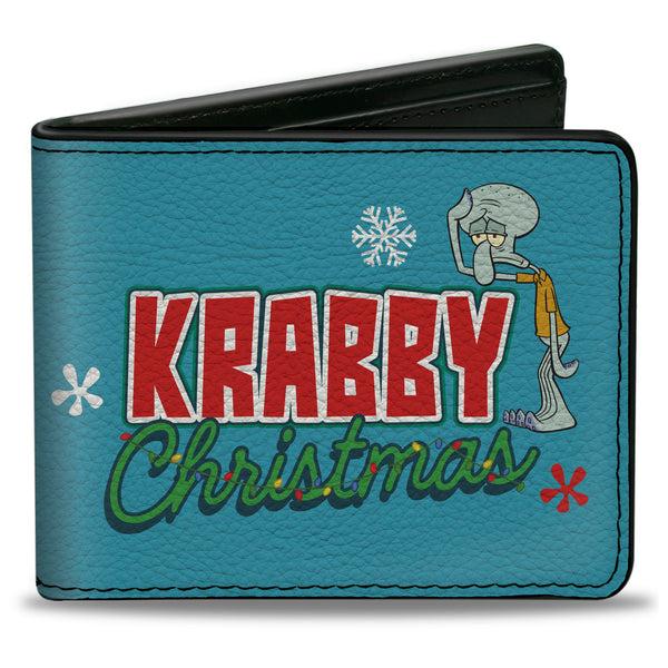 Buckle-Down Bi-Fold Wallet - SpongeBob Squidward KRABBY CHRISTMAS Pose Blue