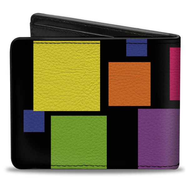 Buckle-Down Bi-Fold Wallet - Squares Black Multi Color