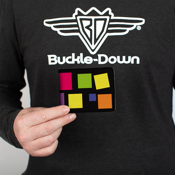 Buckle-Down Bi-Fold Wallet - Squares Black Multi Color