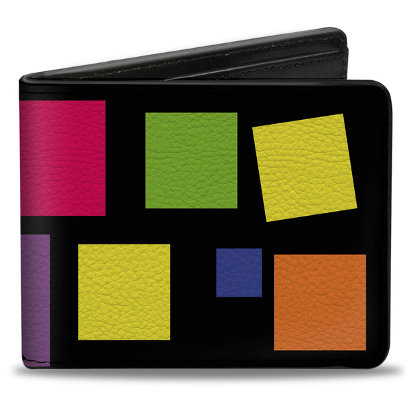 Buckle-Down Bi-Fold Wallet - Squares Black Multi Color