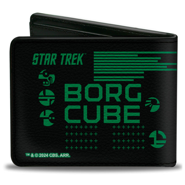 Buckle-Down Bi-Fold Wallet - Star Trek BORG CUBE RESISTANCE IS FUTILE Icons Black/Green