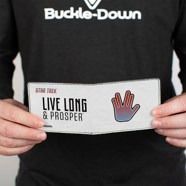 Buckle-Down Bi-Fold Wallet - Star Trek LIVE LONG & PROSPER Hand Sign White/Multi Color