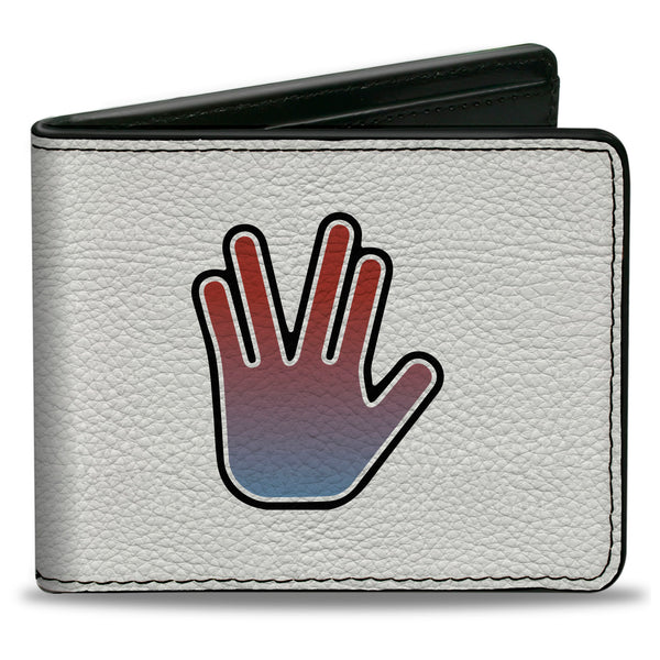 Buckle-Down Bi-Fold Wallet - Star Trek LIVE LONG & PROSPER Hand Sign White/Multi Color