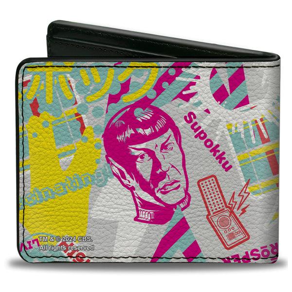 Buckle-Down Bi-Fold Wallet - Star Trek Spock Icons Collage White/Multi Color