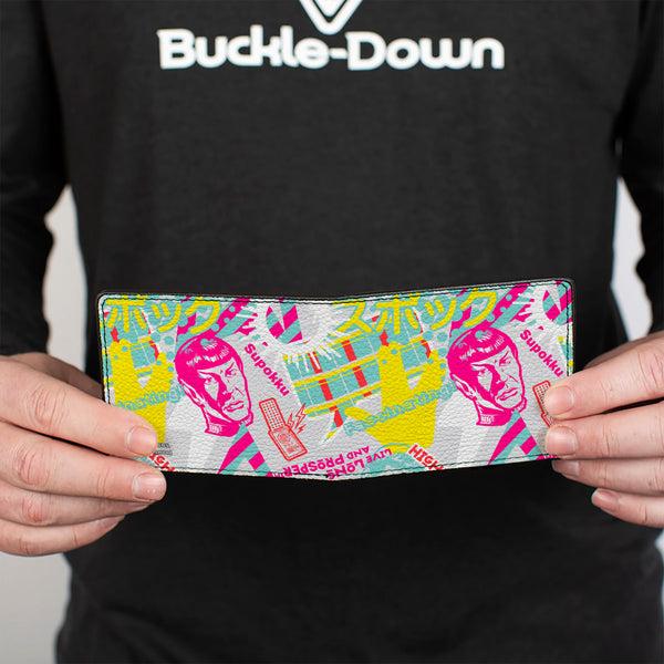 Buckle-Down Bi-Fold Wallet - Star Trek Spock Icons Collage White/Multi Color