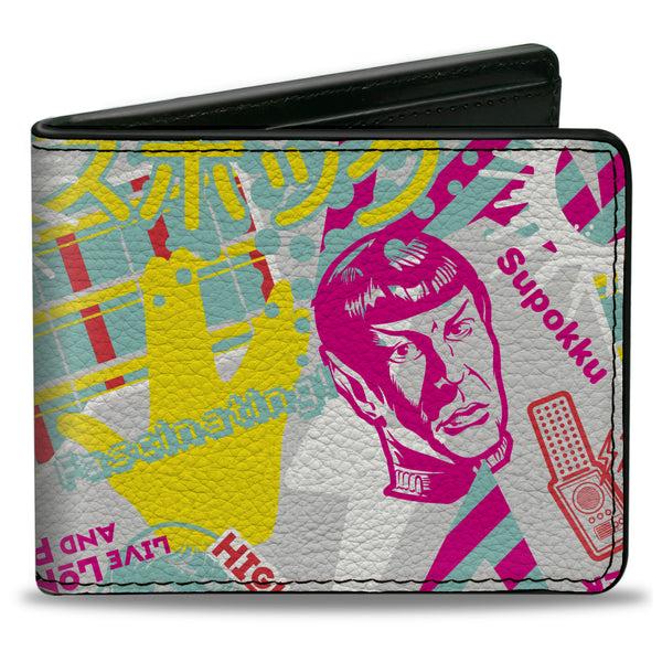 Buckle-Down Bi-Fold Wallet - Star Trek Spock Icons Collage White/Multi Color