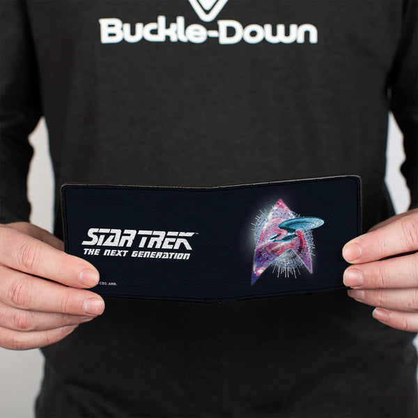 Buckle-Down Bi-Fold Wallet - STAR TREK THE NEXT GENERATION Starship Enterprise Voyages Icon Black