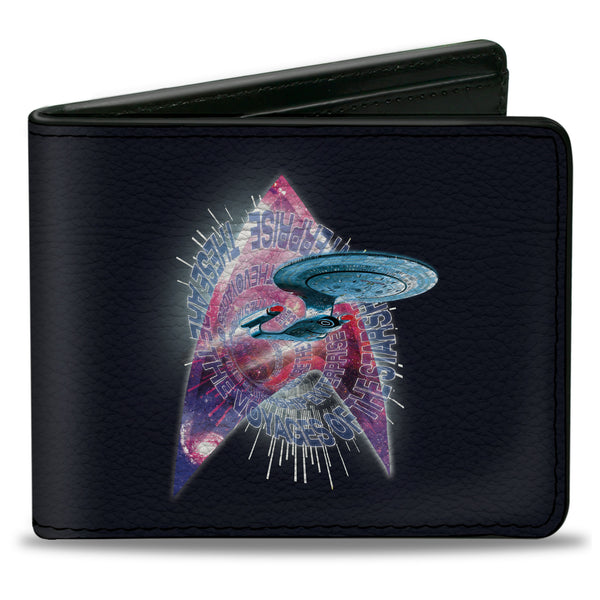 Buckle-Down Bi-Fold Wallet - STAR TREK THE NEXT GENERATION Starship Enterprise Voyages Icon Black