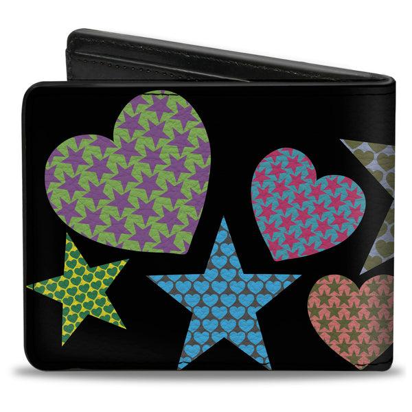 Buckle-Down Bi-Fold Wallet - Stars-In Hearts-In Stars Black Multi