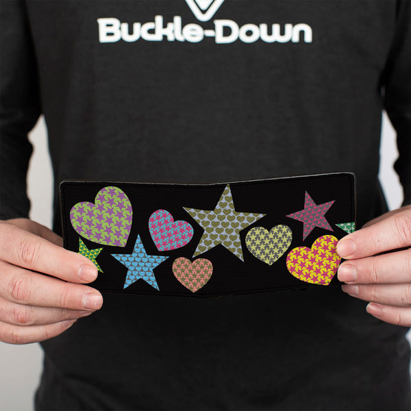 Buckle-Down Bi-Fold Wallet - Stars-In Hearts-In Stars Black Multi