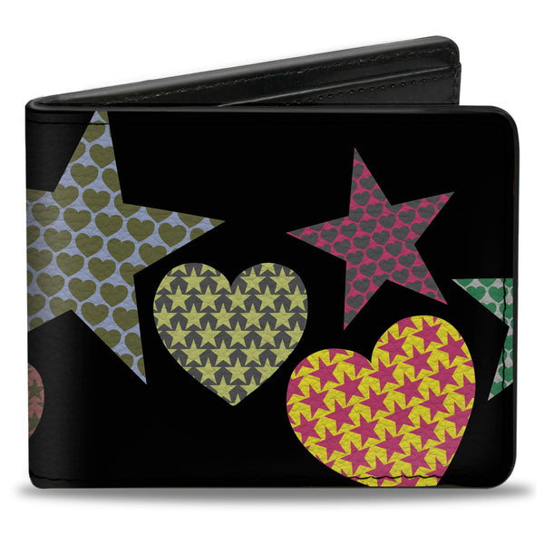 Buckle-Down Bi-Fold Wallet - Stars-In Hearts-In Stars Black Multi
