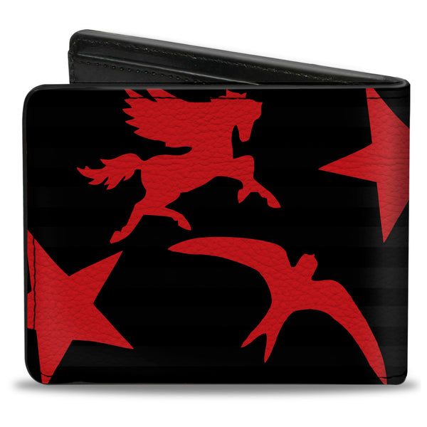 Buckle-Down Bi-Fold Wallet - Stripes & Stars Black White Red