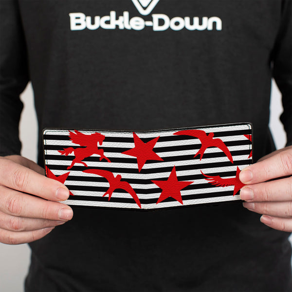 Buckle-Down Bi-Fold Wallet - Stripes & Stars Black White Red