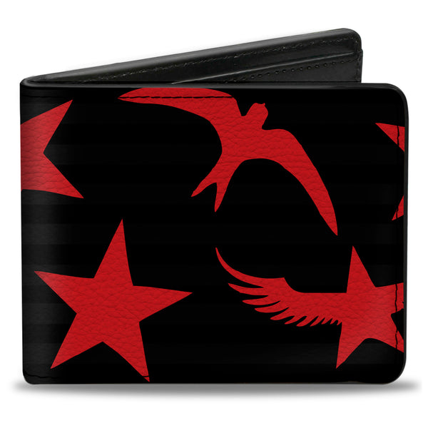Buckle-Down Bi-Fold Wallet - Stripes & Stars Black White Red