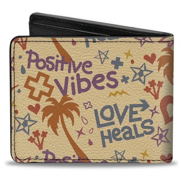 Buckle-Down Bi-Fold Wallet - Summer Harmony Collage Beige/Multi Color