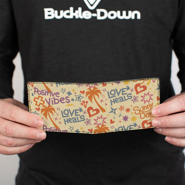 Buckle-Down Bi-Fold Wallet - Summer Harmony Collage Beige/Multi Color