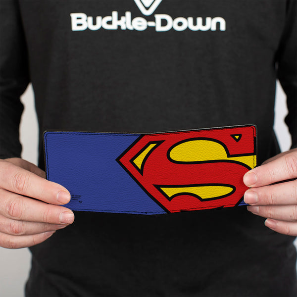 Buckle-Down Bi-Fold Wallet - Superman CLOSE-UP Shield Blue