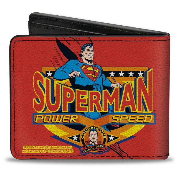 Buckle-Down Bi-Fold Wallet - SUPERMAN POWER SPEED Pose Badge Red