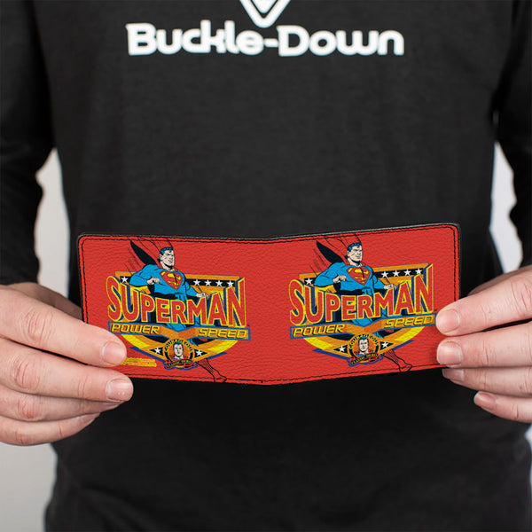 Buckle-Down Bi-Fold Wallet - SUPERMAN POWER SPEED Pose Badge Red