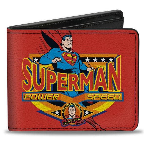 Buckle-Down Bi-Fold Wallet - SUPERMAN POWER SPEED Pose Badge Red
