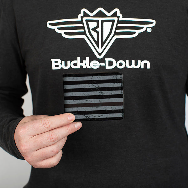 Buckle-Down Bi-Fold Wallet - Superman Shield Americana Weathered Gray Black Pink