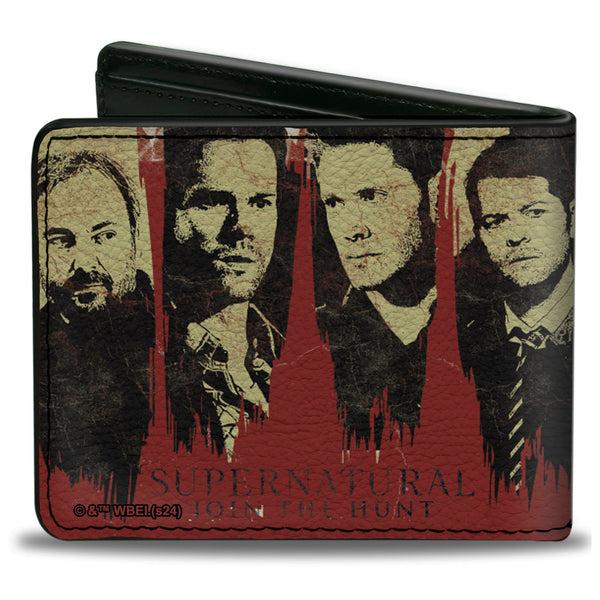 Buckle-Down Bi-Fold Wallet - SUPERNATURAL SAVING PEOPLE HUNTING THINGS 4-Character Poses Red/Beige/Black