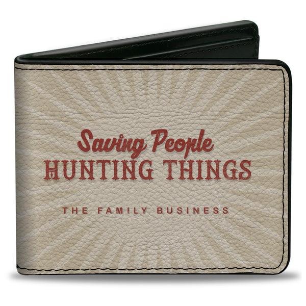 Buckle-Down Bi-Fold Wallet - SUPERNATURAL SAVING PEOPLE HUNTING THINGS 4-Character Poses Red/Beige/Black