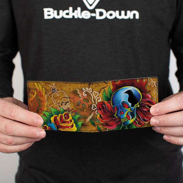 Buckle-Down Bi-Fold Wallet - Tattoo Johnny-Candles & Skulls