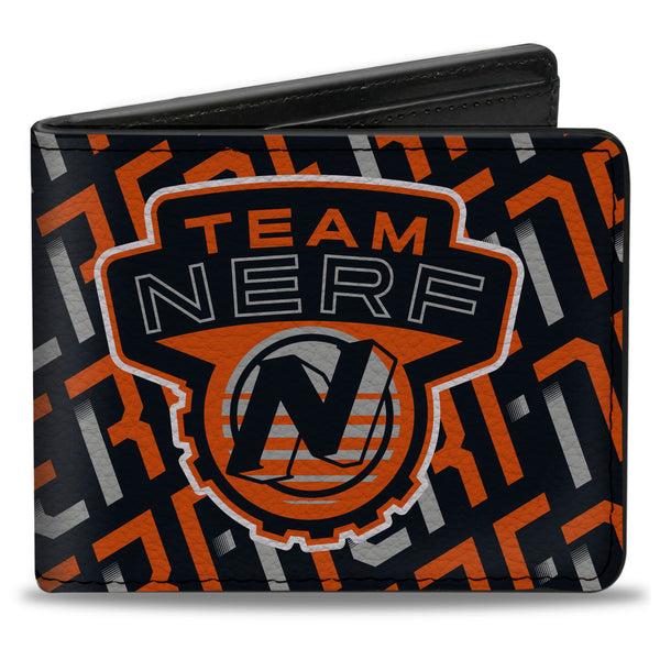Buckle-Down Bi-Fold Wallet - TEAM NERF Icon and Text Collage White/Red/Black