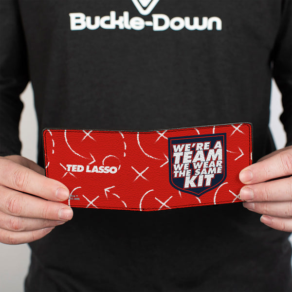 Buckle-Down Bi-Fold Wallet - Ted Lasso WE'RE A TEAM WE WEAR THE SAME KIT Quote Badge Red Navy White