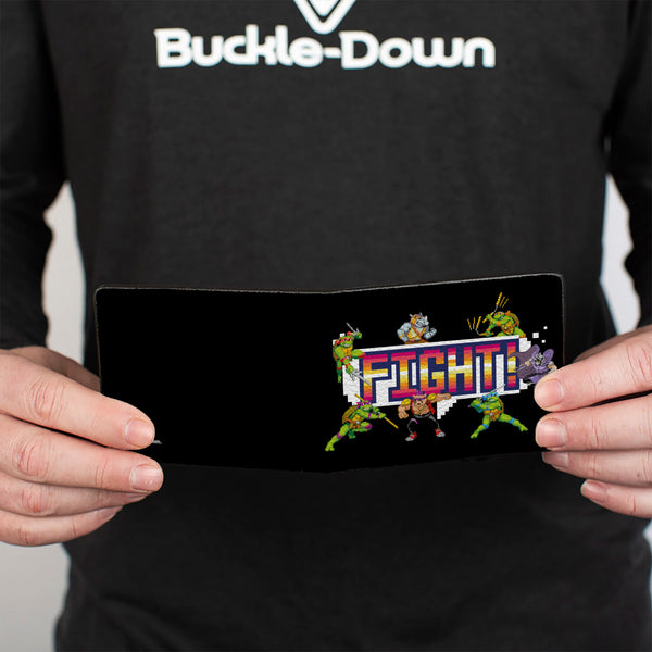 Buckle-Down Bi-Fold Wallet - Teenage Mutant Ninja Turtles And Villains FIGHT Pose Black