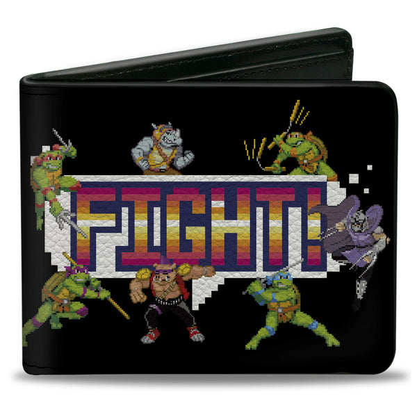 Buckle-Down Bi-Fold Wallet - Teenage Mutant Ninja Turtles and Villains FIGHT Pose Black