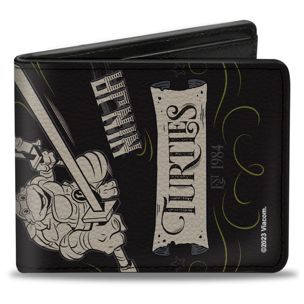 Buckle-Down Bi-Fold Wallet - TEENAGE MUTANT NINJA TURTLES Est. 1984 Action Poses Black/White