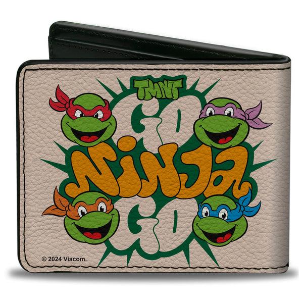 Buckle-Down Bi-Fold Wallet - Teenage Mutant Ninja Turtles GO NINJA GO Faces White