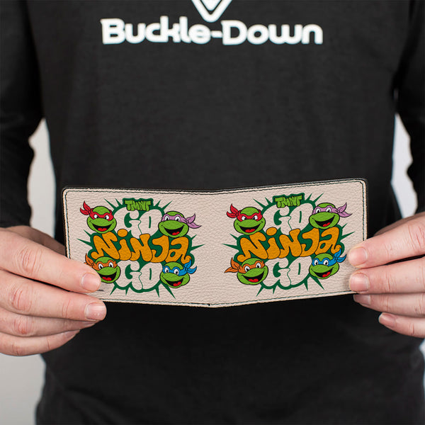 Buckle-Down Bi-Fold Wallet - Teenage Mutant Ninja Turtles GO NINJA GO Faces White