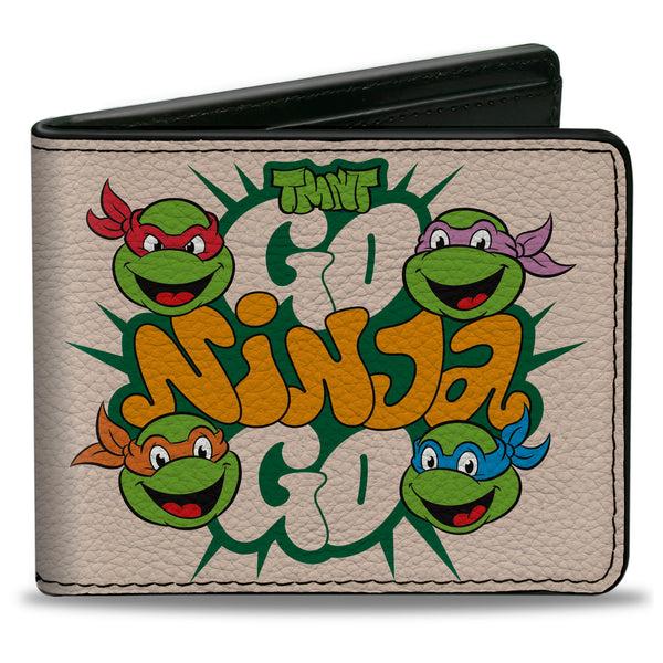 Buckle-Down Bi-Fold Wallet - Teenage Mutant Ninja Turtles GO NINJA GO Faces White
