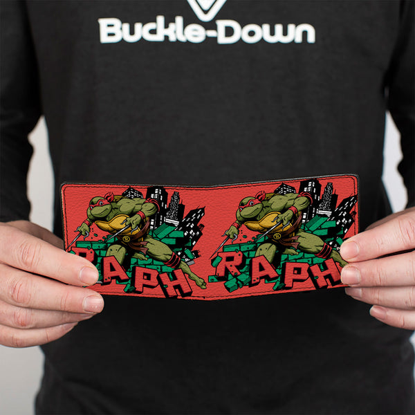 Buckle-Down Bi-Fold Wallet - Teenage Mutant Ninja Turtles RAPH Action Pose Red