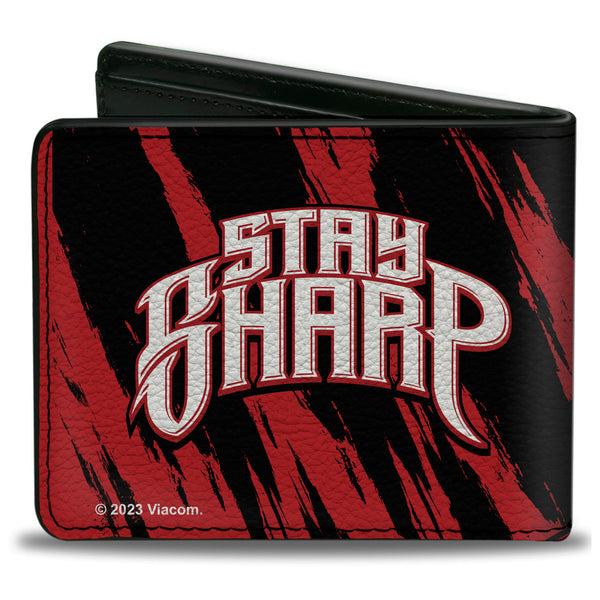 Buckle-Down Bi-Fold Wallet - Teenage Mutant Ninja Turtles Shredder STAY SHARP Pose Black/Red
