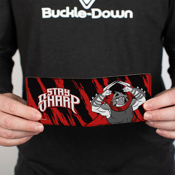Buckle-Down Bi-Fold Wallet - Teenage Mutant Ninja Turtles Shredder STAY SHARP Pose Black/Red